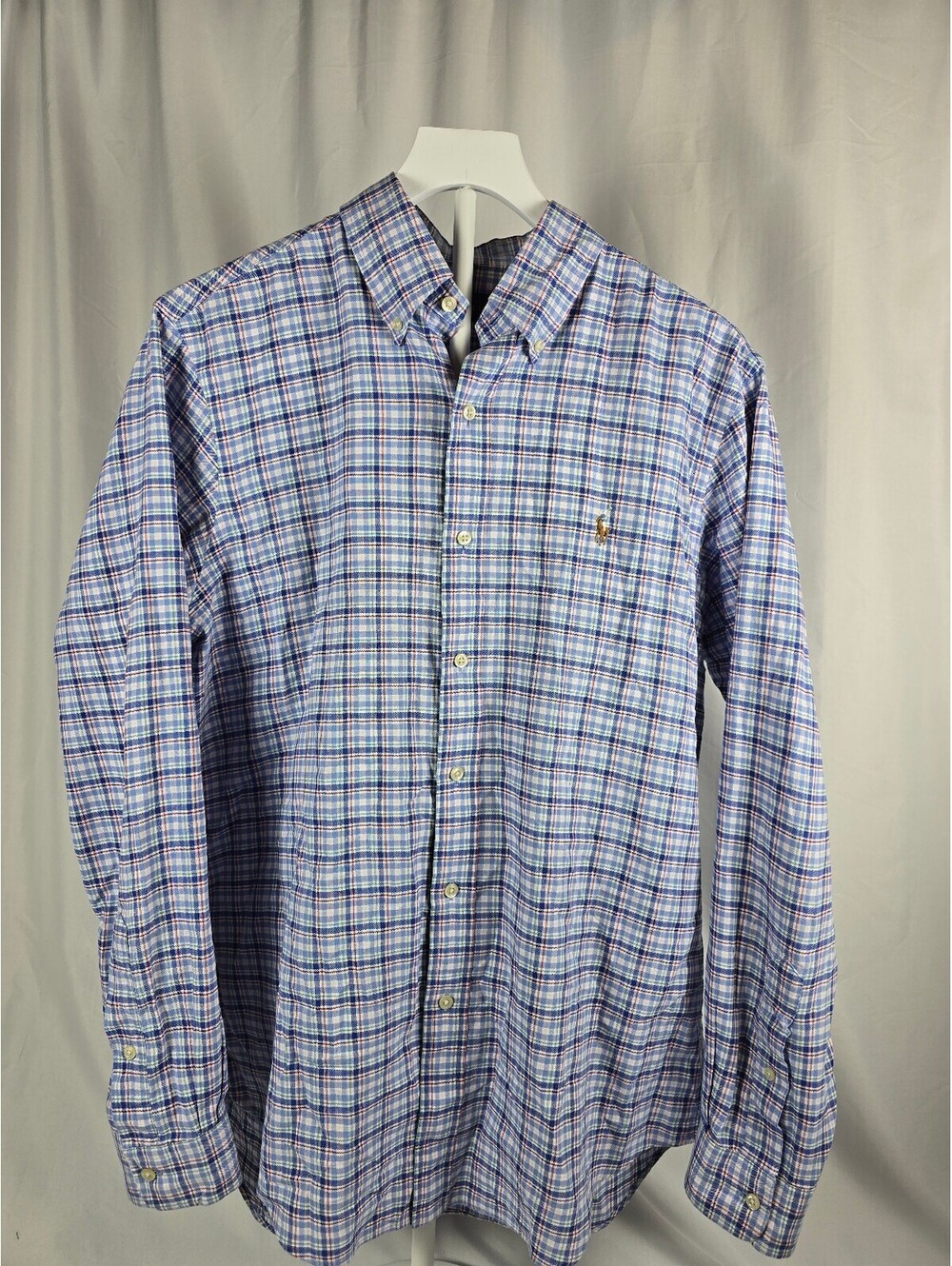 Ralph Lauren Men's Medium Blue Plaid Button-Down Shirt